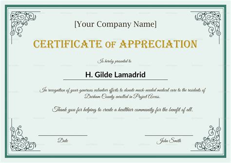 Company Employee Appreciation Certificate Template Intended For In ...