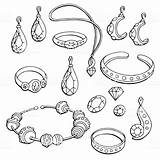 Jewel Graphic Black White Isolated Set Sketch Illustration Vector  sketch template