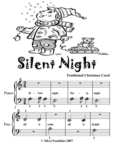 Silent Night Easy Beginner Piano Sheet Music