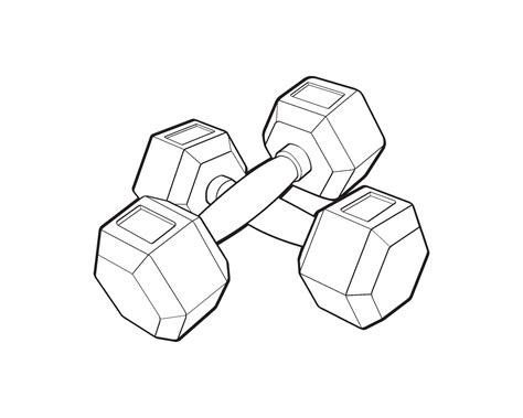 Heavy sport dumbbell for gymnastics, outline sketch vector isolated ...