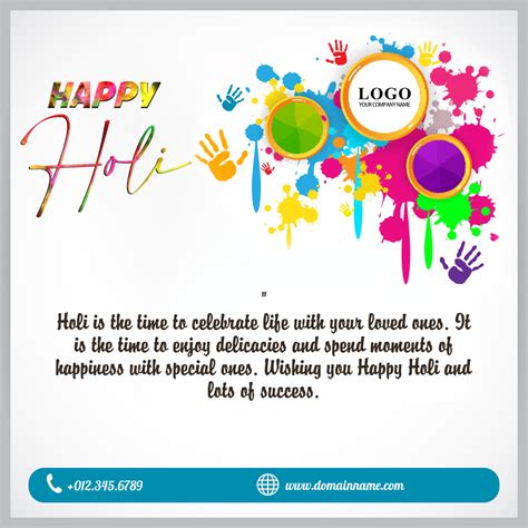 Corporate Holi Festival Images With Logo and Wishes