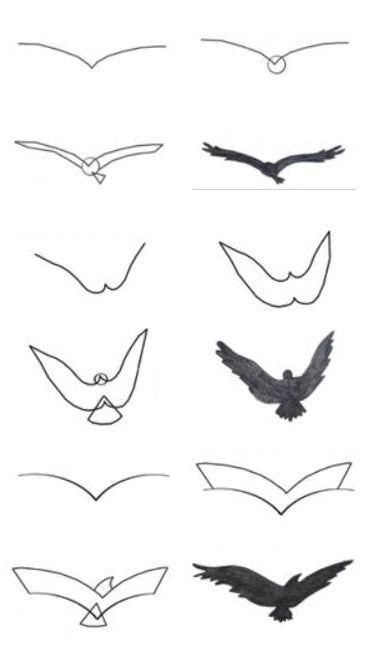Step by step drawing birds in flight | Bird drawings, Simple bird ...