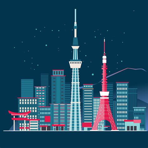 Tokyo City Skyline Detailed Silhouette and Fuji Mountain Background 273137 Vector Art at Vecteezy