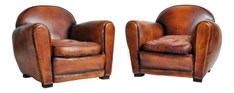 French Brown Leather Armchairs With Dark Brown Piping - a Pair on DECASO.com | Leather armchair ...