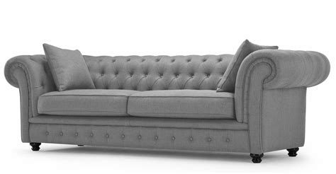 Branagh 3 Seater Chesterfield Sofa, Pearl Grey | Fabric chesterfield sofa, Luxury sofa ...