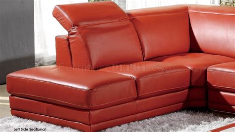 Modern Full Leather Sectional Sofa 605 Orange