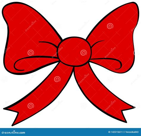 Cartoon Red Bow Icon. Doodle Style Clipart Stock Vector - Illustration ...