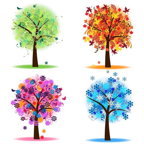 Four Seasons Trees Clipart Clip Art Spring Summer Winter Fall | Etsy