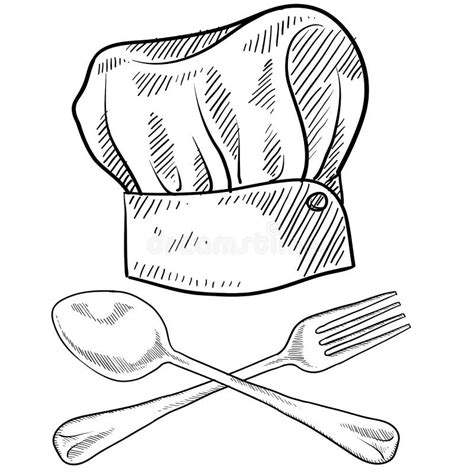 Chef Hat And Utensils Drawing Stock Vector - Image: 22450335