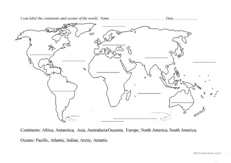 Continent Worksheets Questions For 3rd Grade