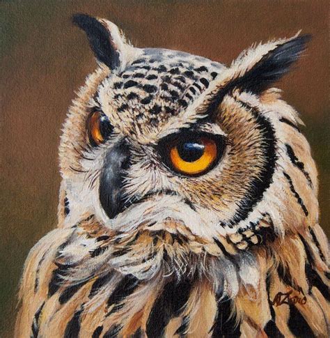 Owl Oil painting by Norma Beatriz Zaro | Abstract owl painting, Animal paintings acrylic, Owl ...