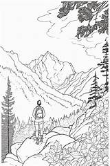Coloring Pages Mountain Scenes Black And White For Digital  sketch template