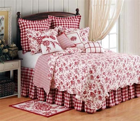 Country House Cranberry Red White Toile Standard Quilt Sham | Country bedroom, Country bedding ...