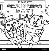 Happy Groundhog Day Coloring Page For Kids Stock Vector Image & Art  Alamy sketch template