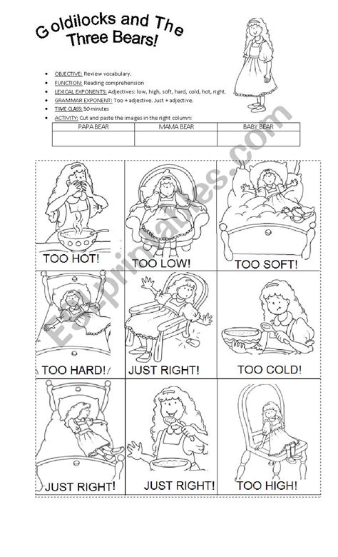 GOLDILOCKS AND THE THREE BEARS - ESL worksheet by misspatito