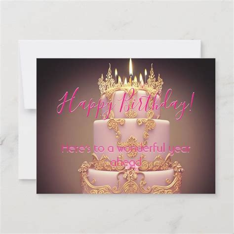 Cute Pink Cake Happy Birthday Wishes Postcard | Zazzle | Happy birthday ...