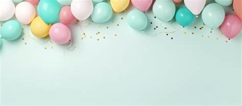 Premium AI Image | Photo of colorful balloons filled with confetti with copy space