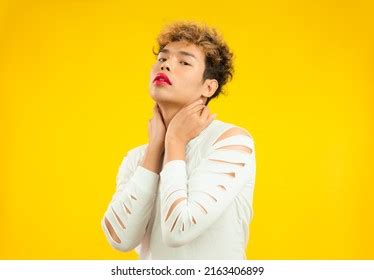 Asian Man Feminine Looks Red Lipstick Stock Photo 2163406899 | Shutterstock