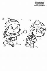 Snowball Fight Coloring Page sketch template