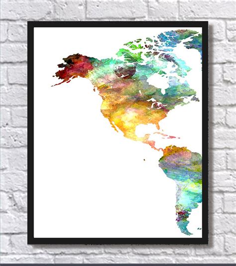 Watercolor World Map Art Print World Map Travel Map of the | Etsy