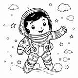 Premium Vector  Cute Cartoon astronaut In outer space For coloring Book sketch template