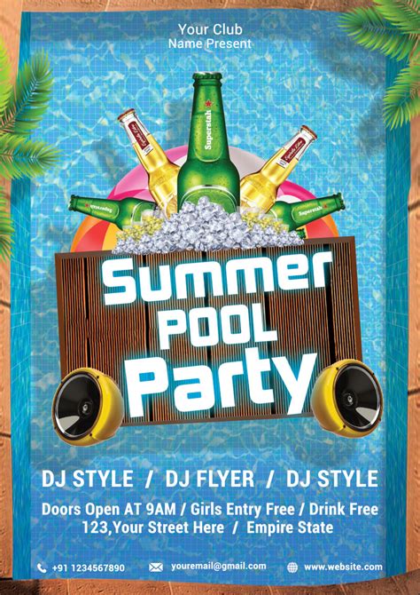 Summer Pool Party Flyer PSD Template | PsdDaddy.com