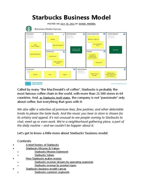 7 Starbucks Business Model Canvas | PDF | Starbucks | Coffee