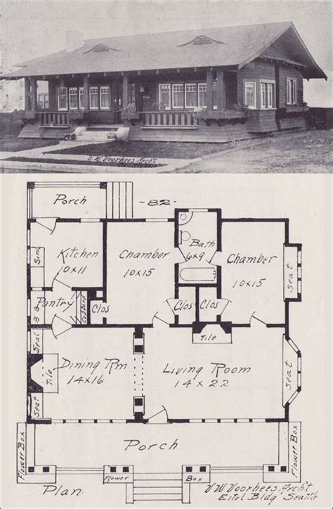 1908 Western Home Builder - No. 82 | Bungalow plan, Vintage house plans ...