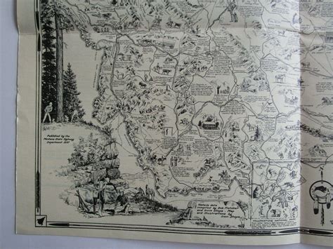 Montana History Pictorial Map; Historical Sites; Pub.1937; Very Good ...