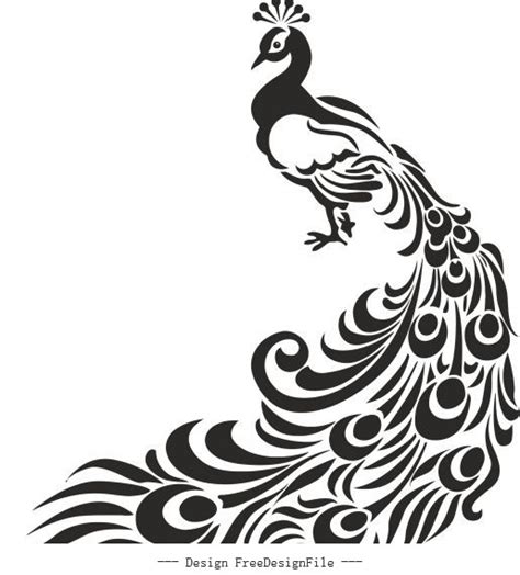 Peacock stencil art design vector free download