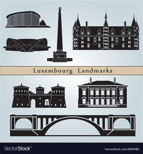 Luxembourg landmarks and monuments Royalty Free Vector Image