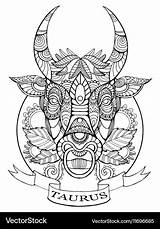 Taurus zodiac sign coloring Book For Adults Vector Image sketch template