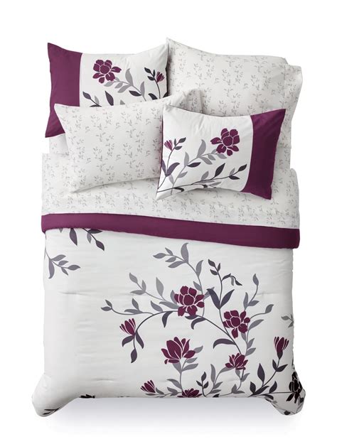 Mainstays Bed-in-a-Bag Purple Floral Bedding Set | Walmart Canada