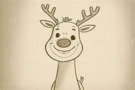 Rudolph the Red-nosed Reindeer illustration, Christmas concept adorable sketch Generative AI ...