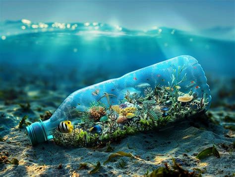 Premium Photo | An ocean inside a wide plastic water bottle