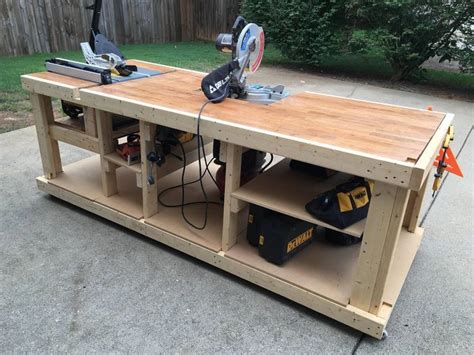 I built a mobile workbench | Woodworking shop layout, Woodworking shop, Woodworking bench plans