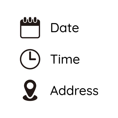 Date, Time, Address or Place Icons Symbol 4374315 Vector Art at Vecteezy