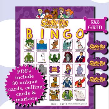 Scooby-Doo 5x5 Bingo 30 Cards by Blizzy Bingo | Teachers Pay Teachers