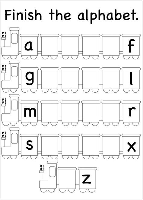 Finish the Alphabet Printable Sheet | Alphabet worksheets kindergarten, Abc worksheets, Alphabet ...