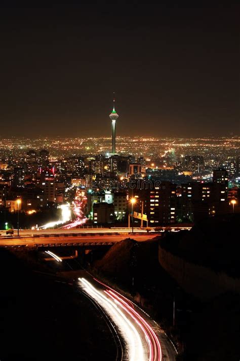 Tehran Skyline Illuminated at Night Stock Image - Image of international, building: 33722475