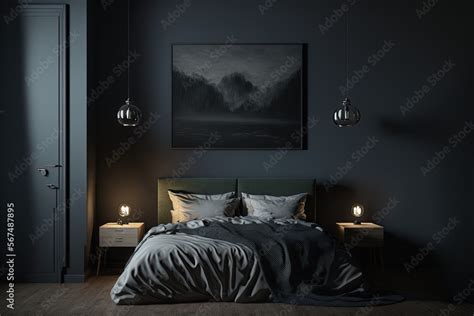 Gothic style bedroom with soft lighting, dark interior, gothic ...