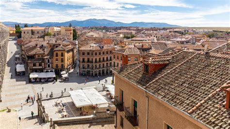 Panorama of Segovia, Cityscape with Narrow Stone Streets, Restaurants, Medieval Architecture ...