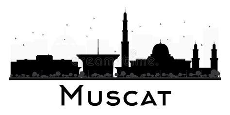 Muscat City Skyline Black and White Silhouette. Stock Vector ...