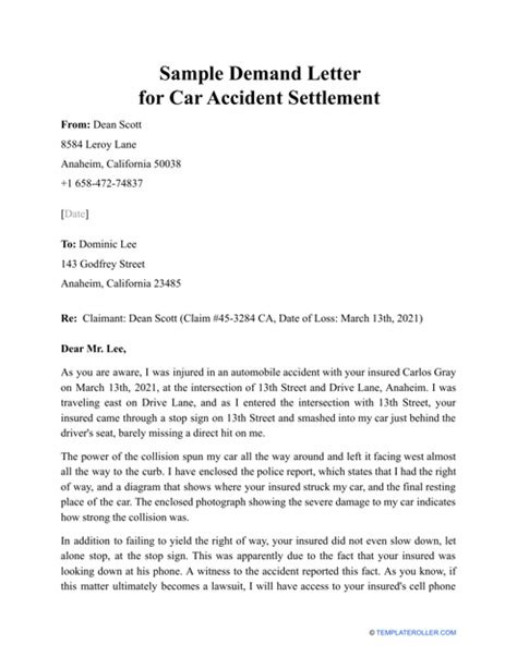 Sample Accident Settlement Agreement Letter | Onvacationswall.com