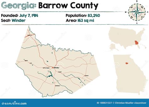 Map of in Barrow County Georgia Stock Vector - Illustration of georgia ...