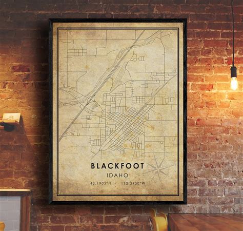 Blackfoot Vintage Map Print Blackfoot Map Idaho Map Art | Etsy