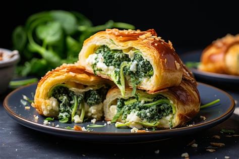 Premium Photo | Savory Croissant Filled with Spinach and Feta