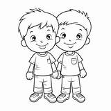 Two Brothers Coloring Pages For Boys Outline Sketch Drawing Vector  sketch template
