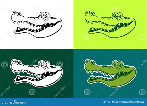 Alligator Vector Outline Silhouettes Stock Vector - Illustration of aquatic, danger: 120141650