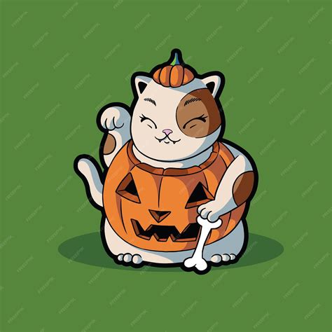 Premium Vector | Cute cat pumpkin halloween costume